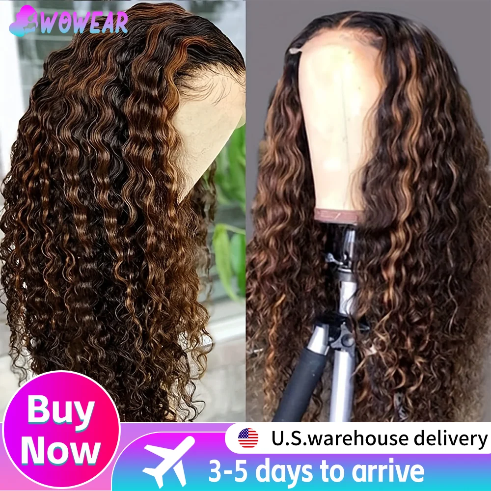 Perruque Lace Frontale en Cheveux Humains, Ondulations Profondes, Noir et Brun 1B/30, Pré-coupée, Pré-épilée avec Baby Hair, Densité 180%, Lace Frontale HD 13X6