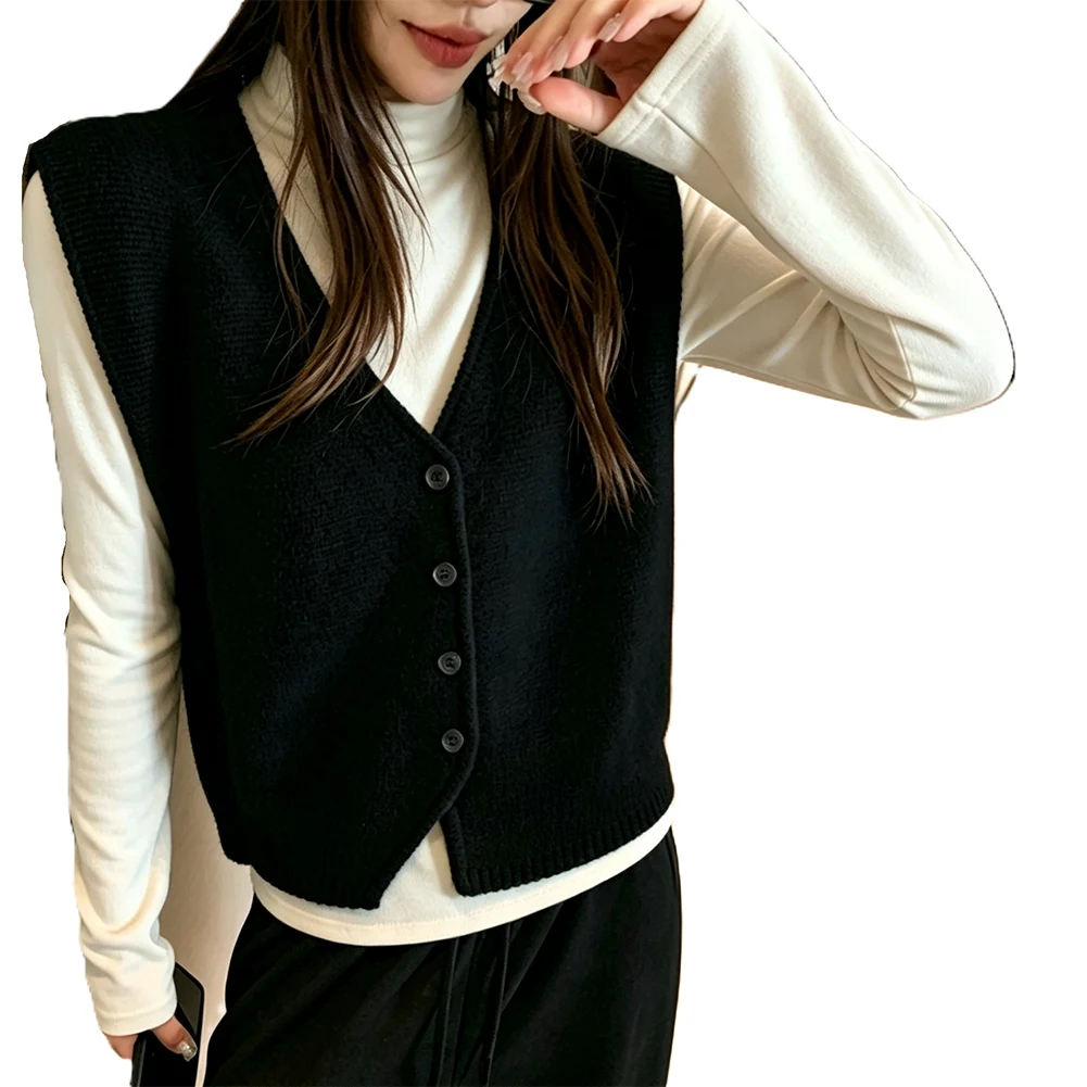 Spring Autumn Vest Women Knit Vest For Home Relaxation Fashion Style Soft Texture Lightweight Design For Vacation Wear