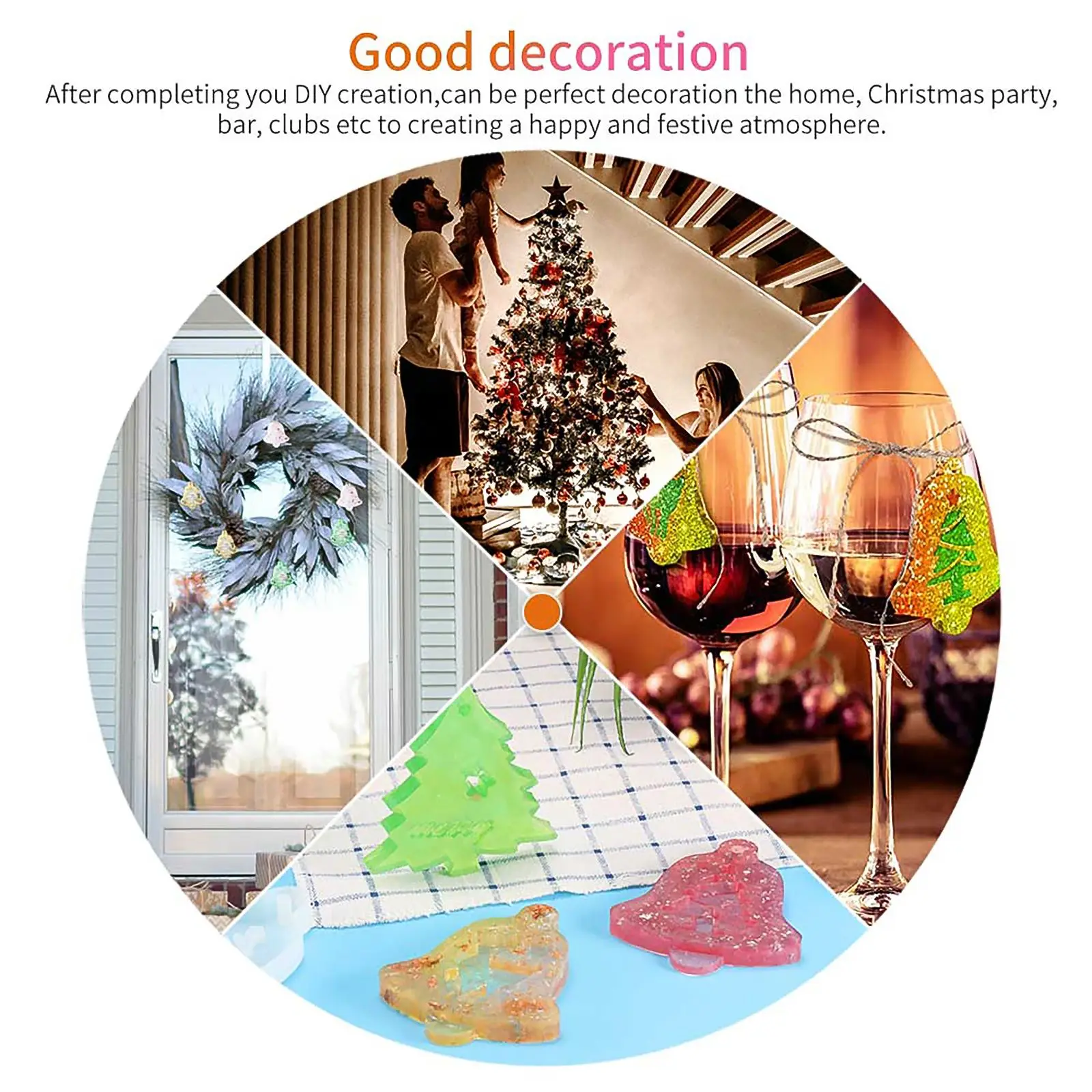 クリスマス用シリコンモールドベル,3個,クリスマス用ペンダント,DIY,樹脂型,ジュエリー,クリスマスギフト用