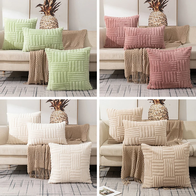 Plush Cushion Cover Decorative Pillows For Sofa Living Room Geometric Pillow Cover Ornamental Pillow Home Decor