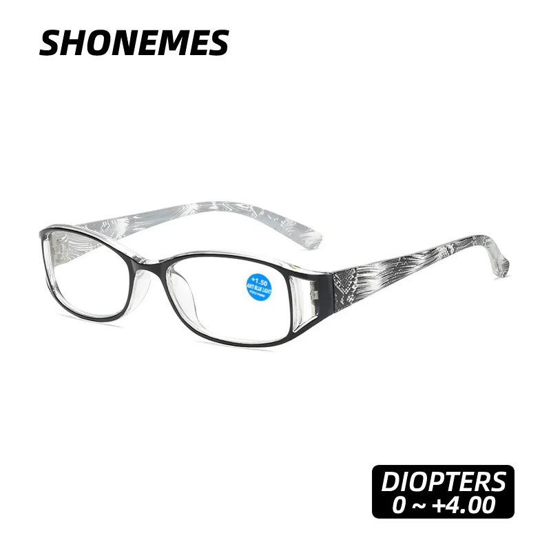 SHONEMES Stripes Printed Reading Glasses Anti Blue Light Eyewear Rectangle Presbyopia Eyeglasses Diopters +1 2.0 3.5 4 for Women