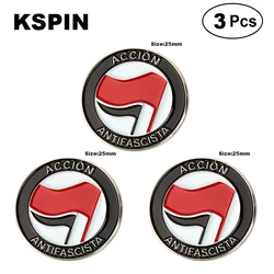 Accion Antifascista Flag Brooches Lapel Pin Flag badge Brooch Pins Badges