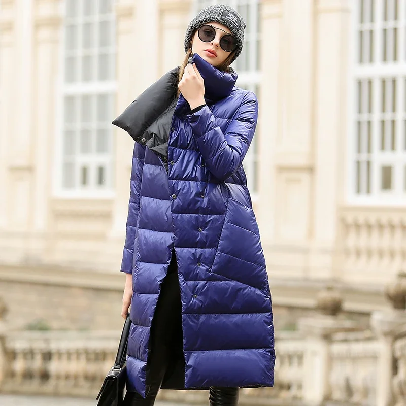 2023 New Korean Fashion Warm Duck Down Double Sided Wear Outerwear Winter Down Jacket Women Parkas Coats Light