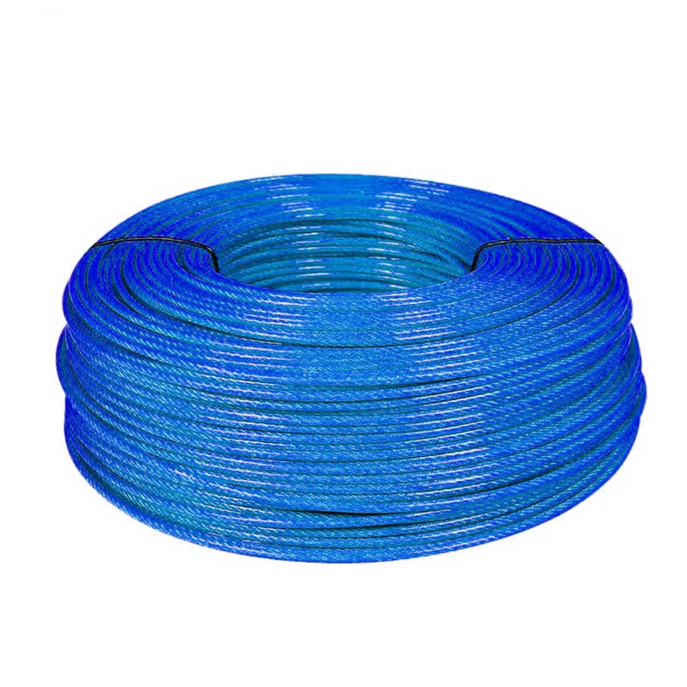 1-6mm Blue PVC Steel Wire Rope 304 Stainless Steel Handling Suspension Steel Cable Rope for Guardrail Suspension Handling 5-100M