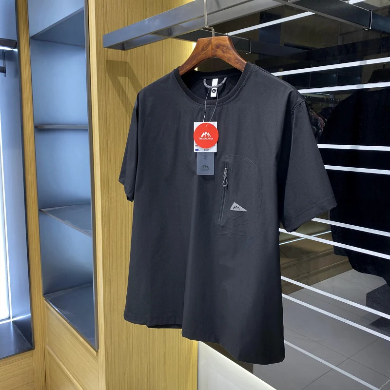 

Cooling Ice Silk Fabric Men's T-irt Loose Fit Qui Dry Breathable Elastic ort Sve Stand Sle Youth Faion Summer...