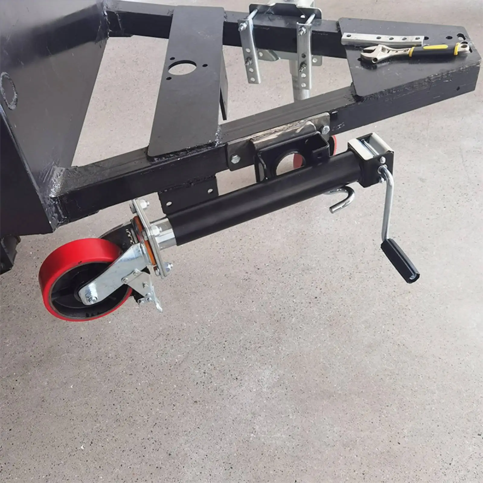 Utility Trailer Support Jack 2000 LB Capacity Steel Body with Red Guide Wheel for RV Stabilizing