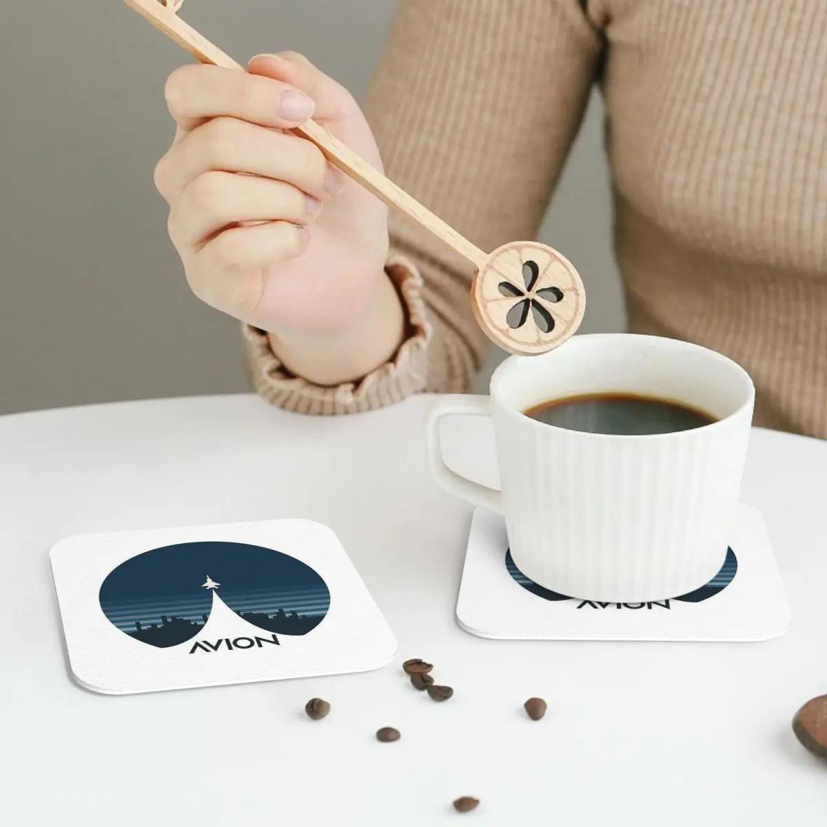 Aviation Fighter Aircraft Above The City Coasters PVC Leather Placemats Coffee Mats for Home Kitchen Dining Pads Set of 6