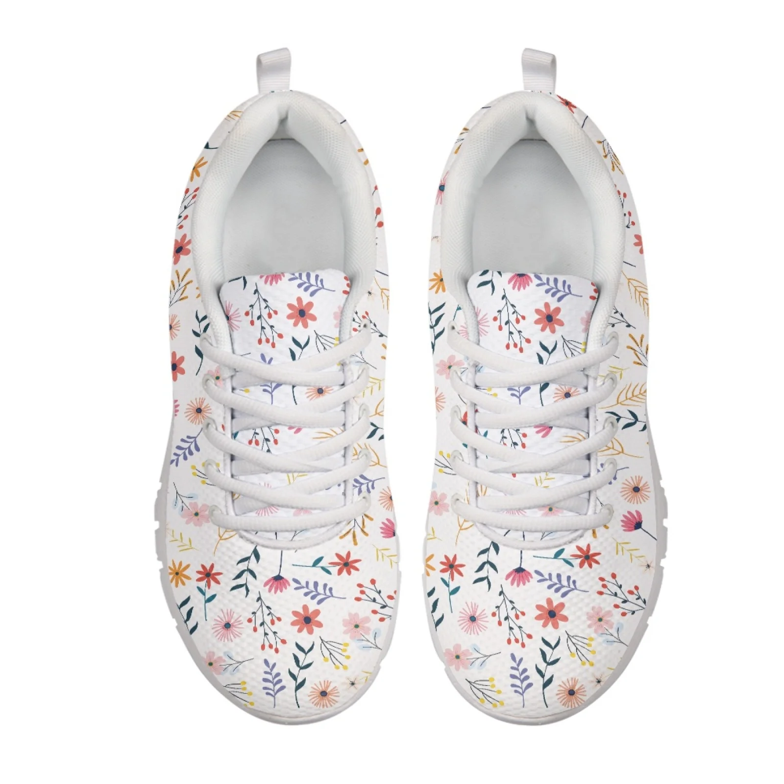 Coloranimal Retro Floral Music Wave Lightweight Sports Trainers for Women Mesh & EVA Sole Tennis Shoe 2026 New