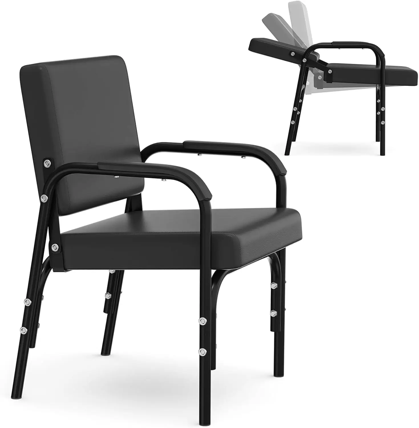 Professional Auto-Recline Shampoo Chair Portable Waterproof Salon Heavy-Duty Chrome Base Hair Stylists Tattoo SPA, Customized