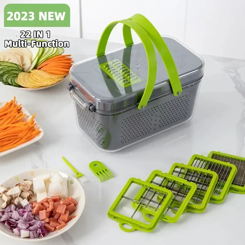 In Onion 1 Potato Kitchen Slicer Chopper 8/22 Dicer Grater Garlic Carrot Multifunctional Vegetable Cutter