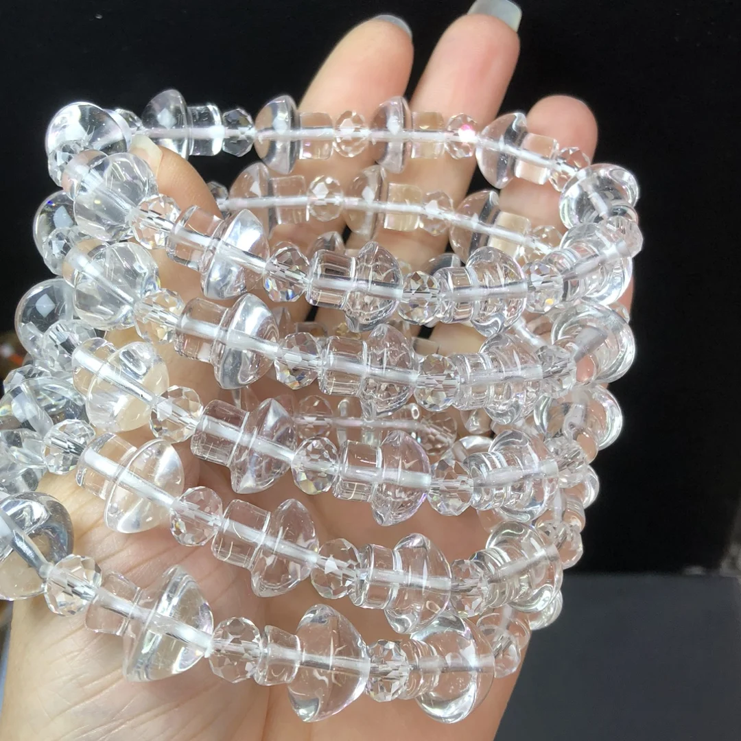 

1 Pc Fengbaowu Natural Rock Quartz Mushroom Bracelet 15MM Beads Crystal Reiki Healing Stone Fashion Jewelry Gift For Women Men