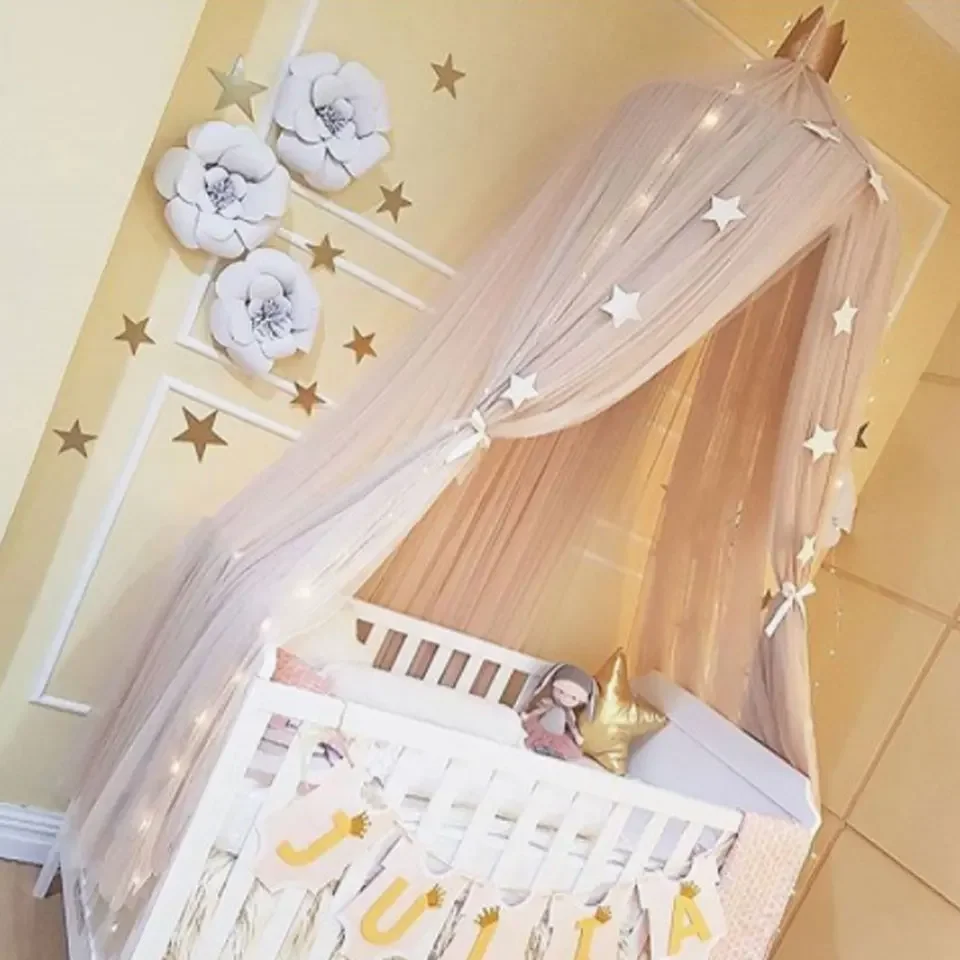 Mosquito Net with FREE Stars Hanging Tent Baby Bed Crib Canopy Tulle Curtains for Bedroom Play House Tent for Kids Room Decor