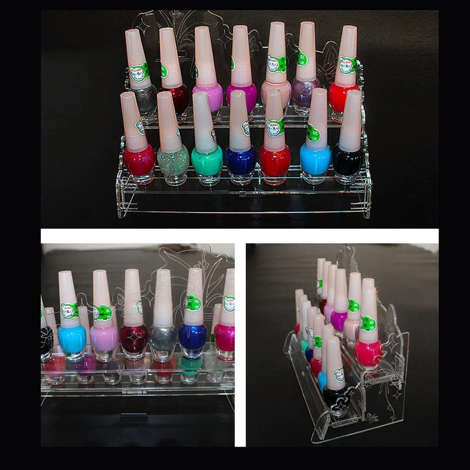 

Clear Acrylic Organizer Lipstick Nail Polish Rack Storage Box Case Display Stand