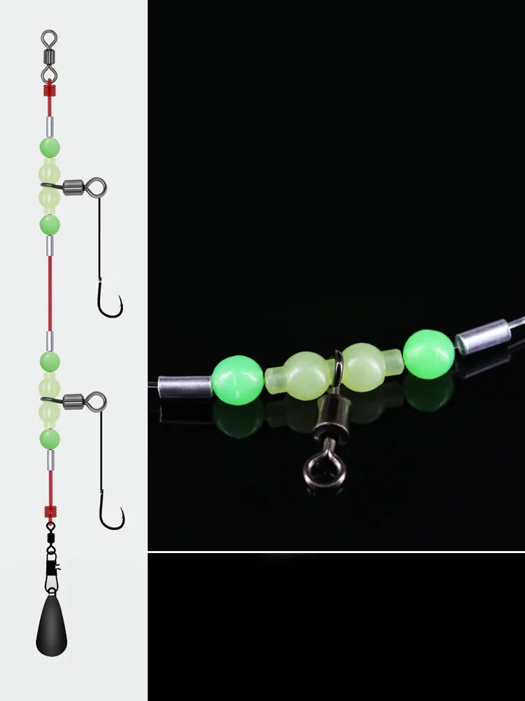9KM 3 voies émerillons pêche 15 pièces pour la pêche en eau salée roulant pivotant en forme de T connecteur de pêche perles lumineuses