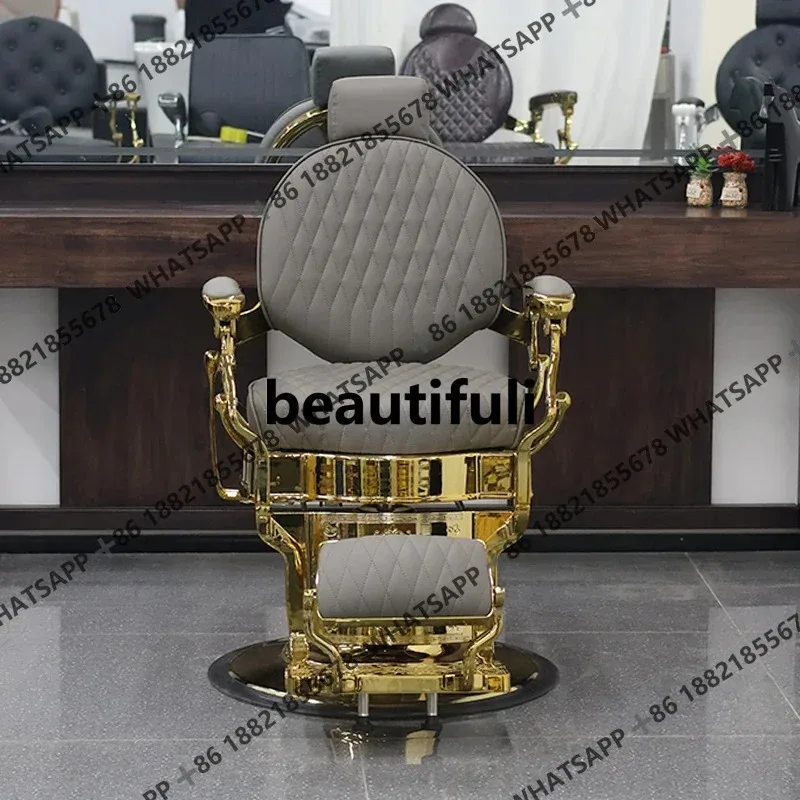 Retro oil head chair barber shop, reclining hair cutting chair for hair salon