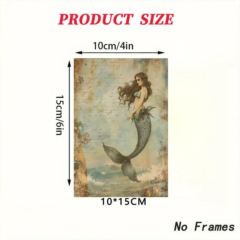 20PCS Ocean Retro Mermaid Series Postcards, Suitable for Scrapbooks and Handmade, Decorative Art Scrapbook Consumables