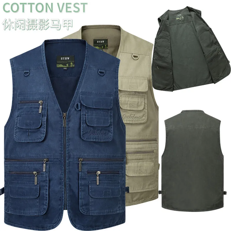 Men Vest Waistcoat Multi-pocket Fishing Vest for Outdoor Photography