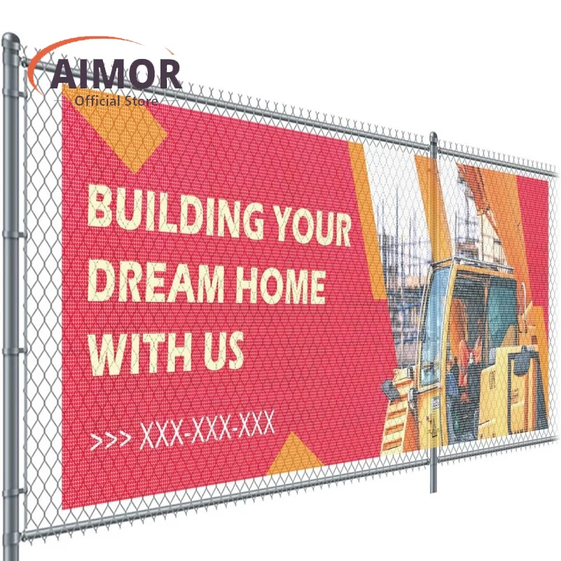 AIMOR Propagate Customized Printing Outdoor windproof banner  Event Advertising Fabric Fence Mesh Rain and sun protectio