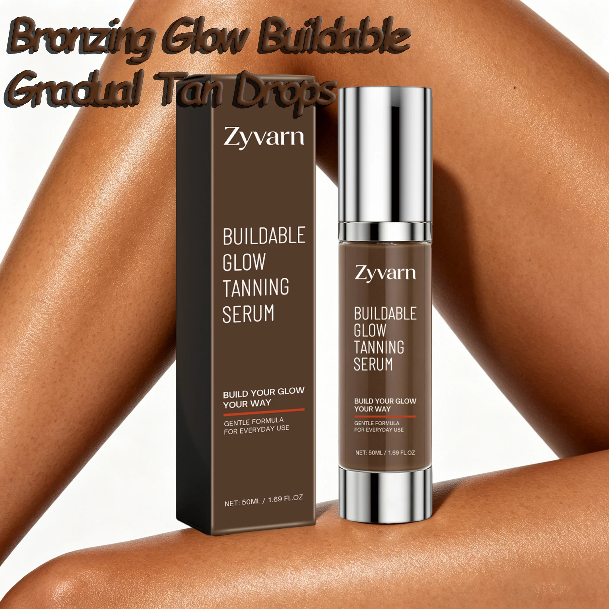 Self Tanning Serum Sunless Tanner Buildable Glow Natural Bronze Gradual Tan Drops Face Body Serum Long Lasting Sun Kissed Glow