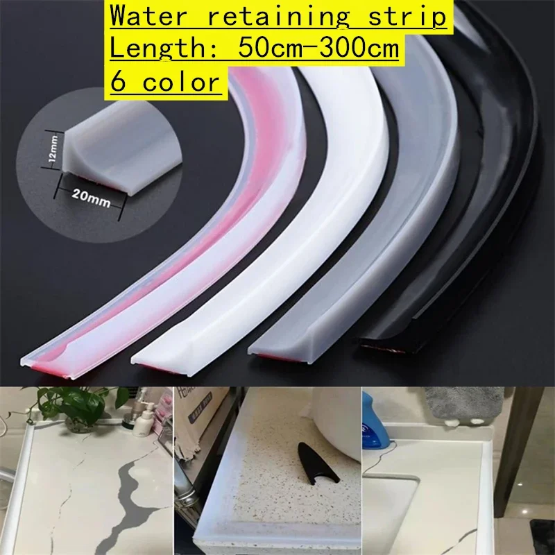 

Bendable Bathroom Countertop Water Stopper Silicone Retaining Strip Waterproof Basin Stove Shower Threshold water dam barrier