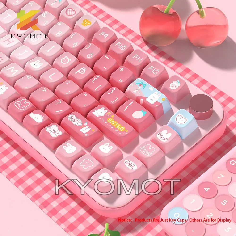 KTOMOT 158 Keys Summer Bunny Theme Keycaps MDA Profile ISO PBT Dye Sub Keycap for MX Switch DIY Layout Games Mechanical Keyboard