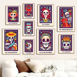 Scheletro messicano Vintage La Catrina Muertos Tarot Day of The Dead Art Poster Canvas Painting stampe murali Picture Room Home Decor