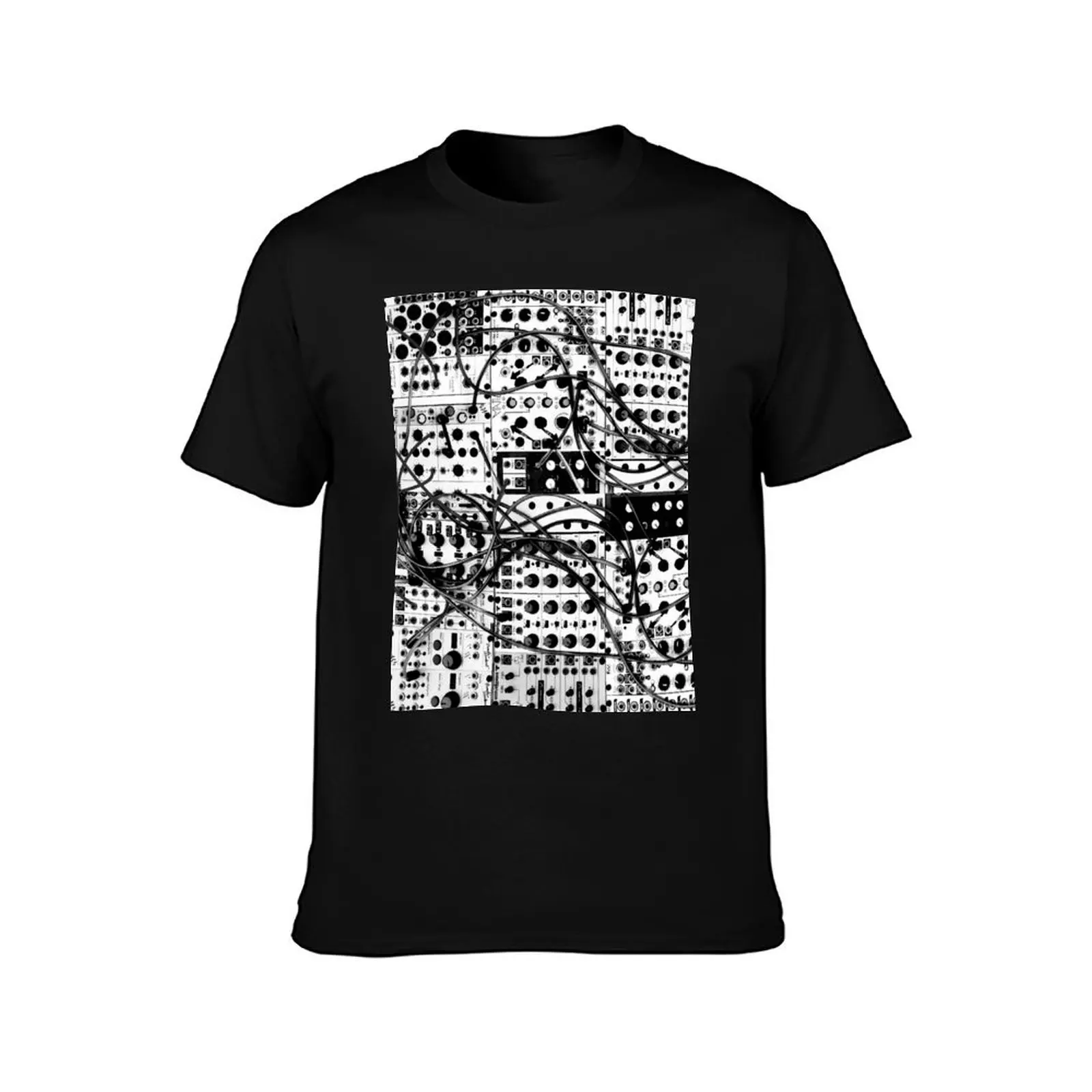 analog synthesizer modular system - black and white illustration T-Shirt Gym Exercise Short Sleeve T-Shirt