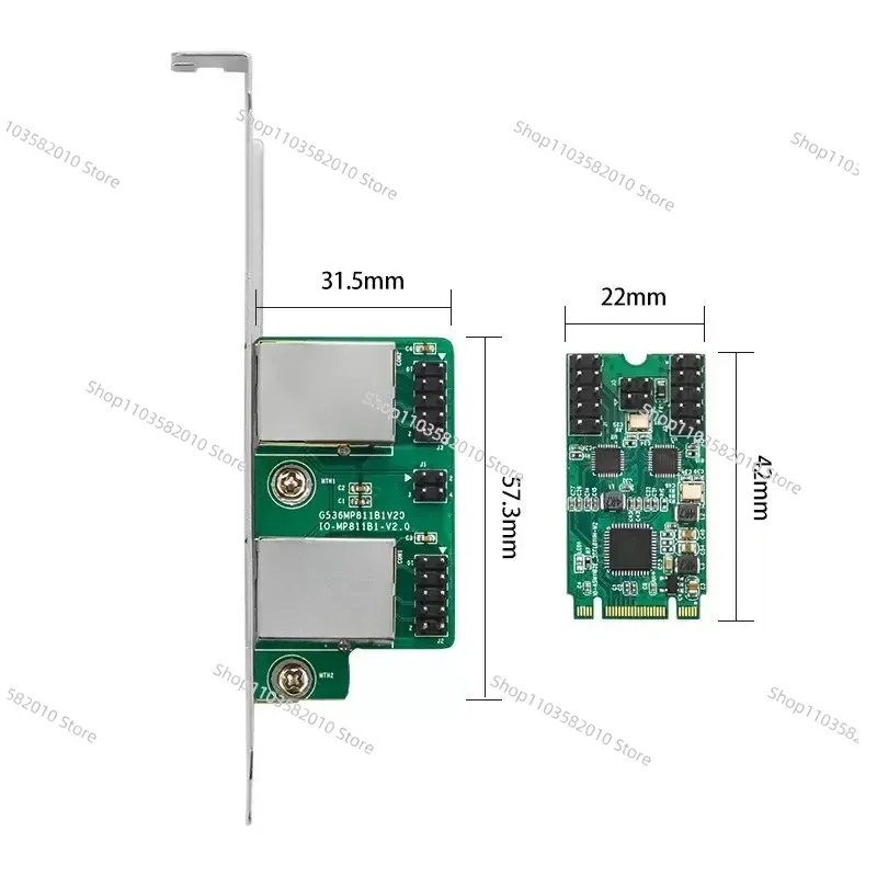 M.2 To 2 Gigabit Network Interface Card 1000Mb Desktop IPC Server B Key/M Key 8111H Chip