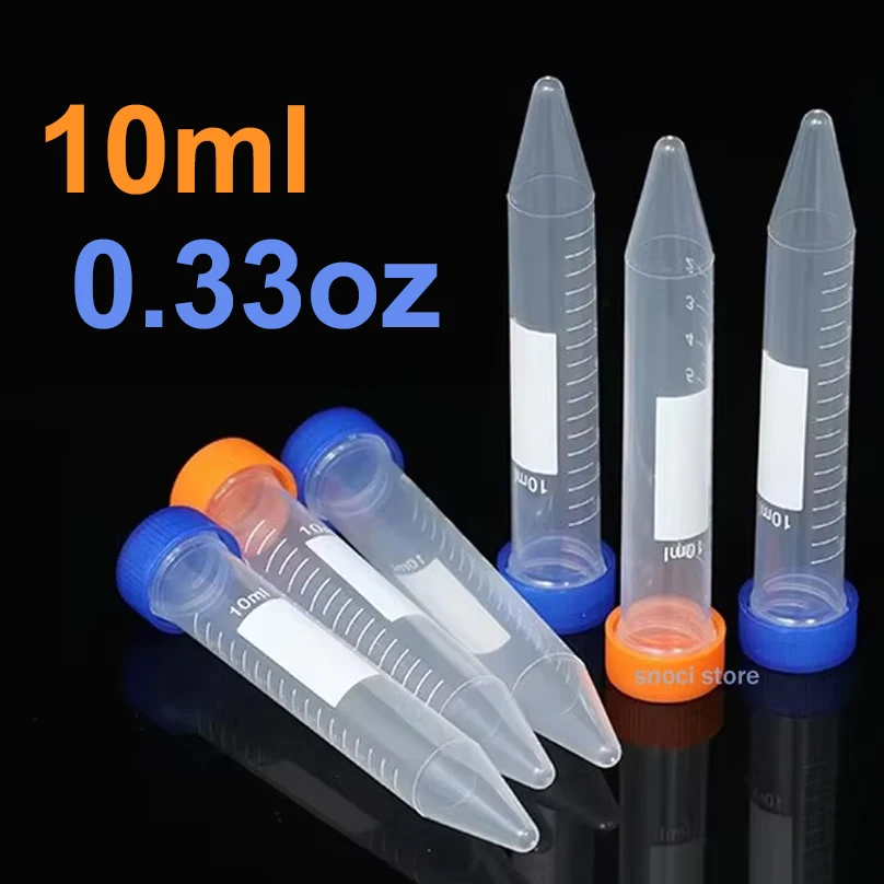 10ml Conical Centrifuge Tubes 0.33oz Plastic Test Tubes with Screw Caps Polypropylene Conical test tube，Blue/orange，50/100 Pcs