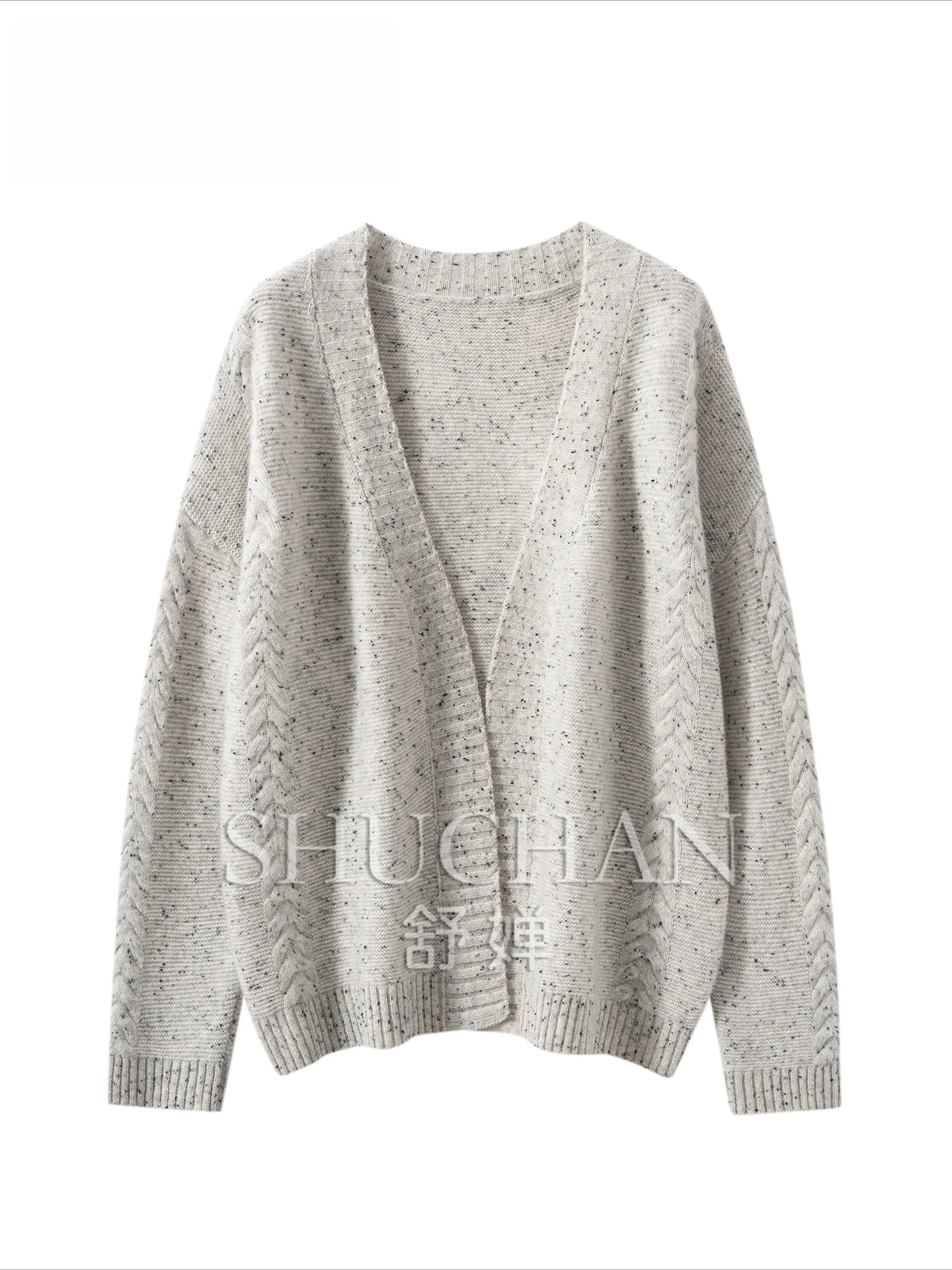 

Autumn Fashion 25 Autumn and Winter New 100% Pure Cashmere Cardigan Color Dot Knitted Sweater Jacket Women's Top 370g