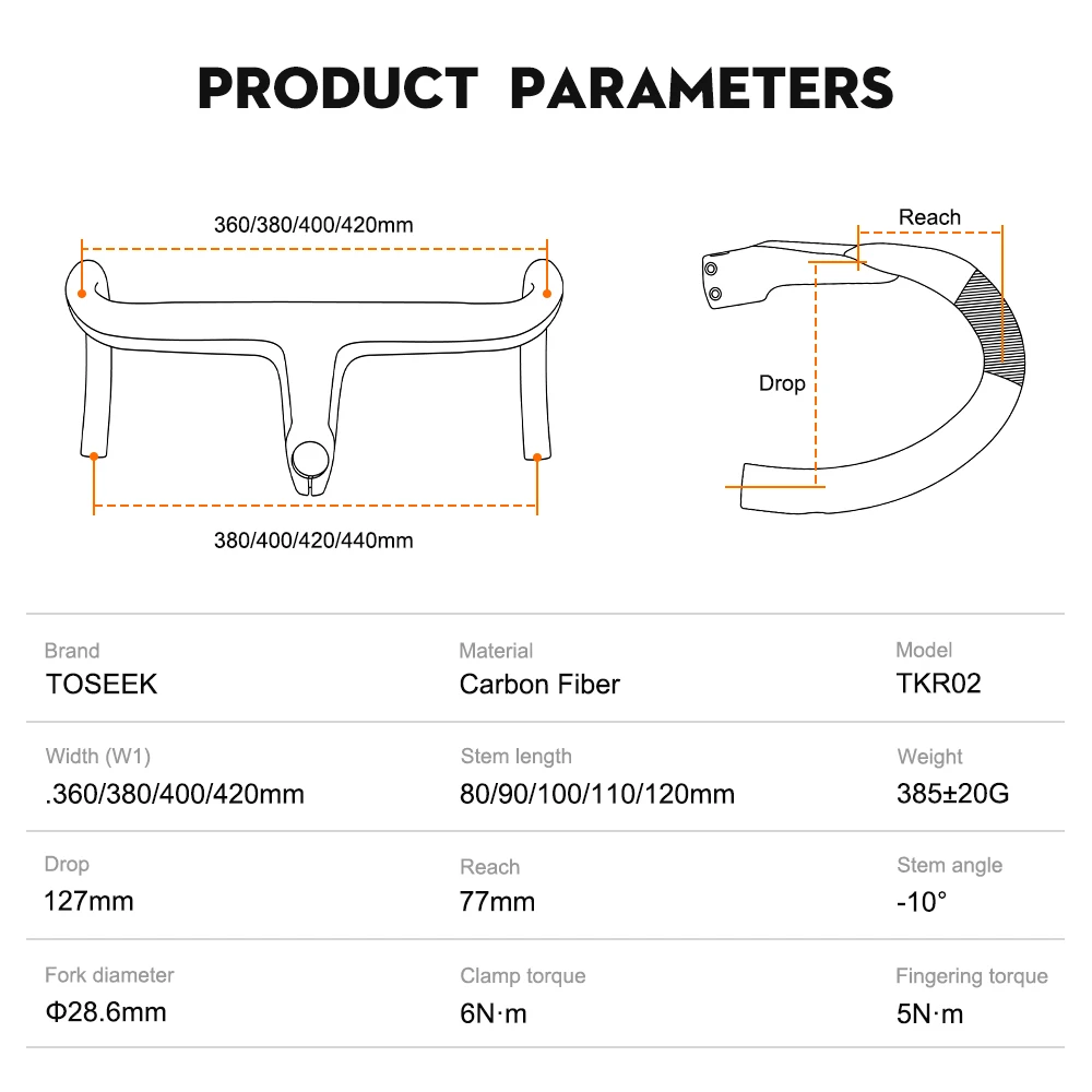 TOSEEK Carbon-Lenker, Rennrad-Carbon-Lenker, T700 Carbon-Integrallenker, Di2 Fahrradzubehör, Carbon-Drop-Bar – Detail 2
