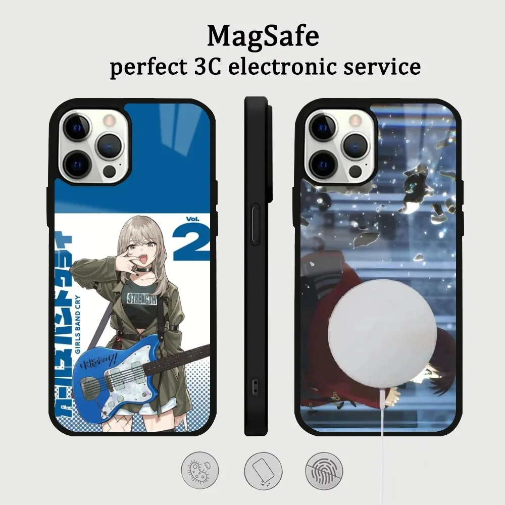 Japan Anime G-Girls Band Cry Phone Case For IPhone 16 15 14 13 12 11 Pro Max Plus Mini Magsafe Mirror Wireless Magnetic Cover