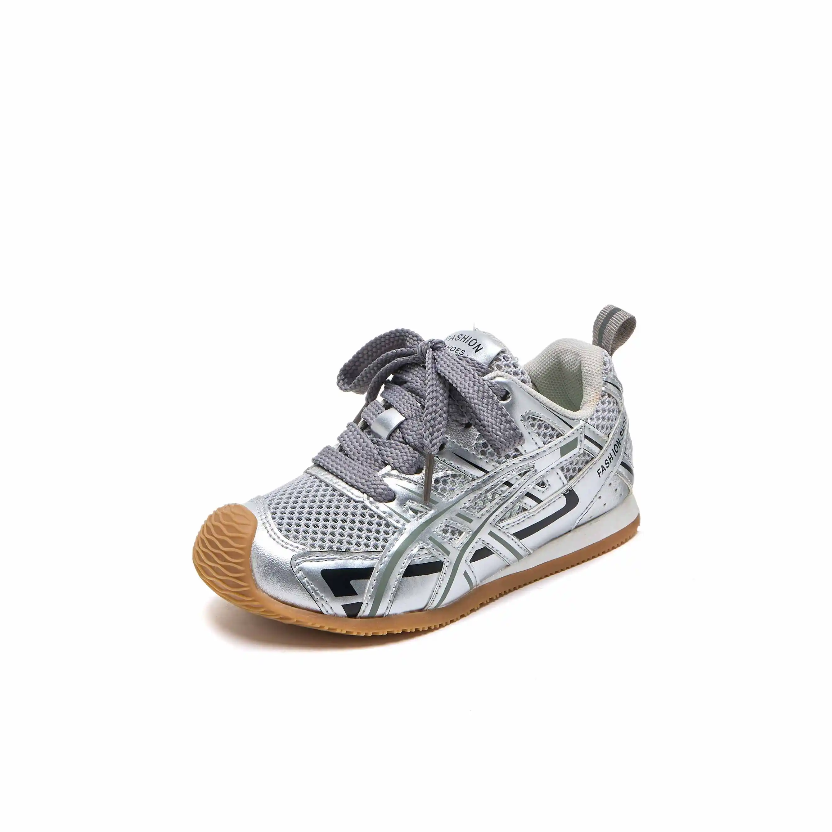 2025 Spring Toddler Kid Breathable Orbit Metallic Rubber Mesh Sneaker Children Casual Fashion Shoe Boy Girl Sports Walking Shoes