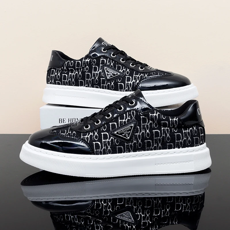 

Men's Sneakers, White Shoes, Spring Low-Top Thick-Soled Leather Fashion Casual Shoes, Youth Trendy Shoes, Sports Shoes, Handmade