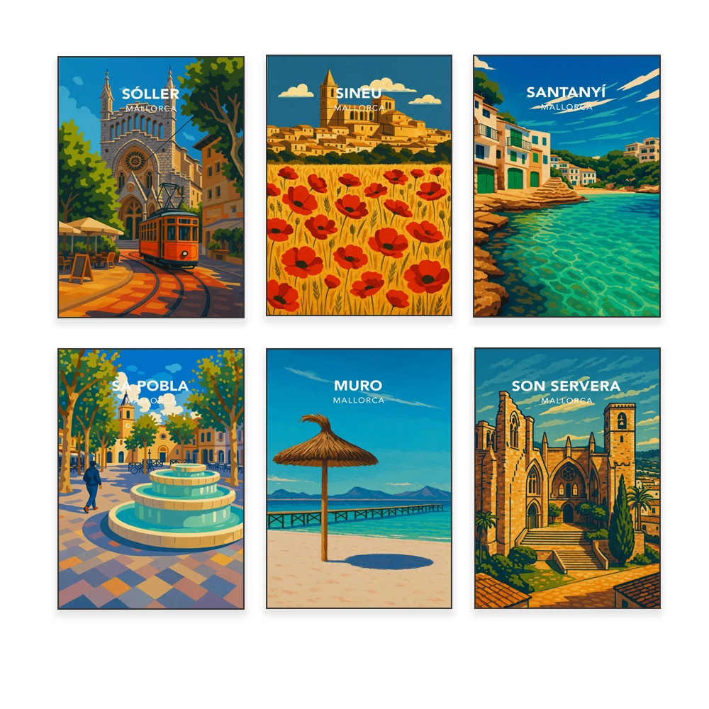 Palma de Mallorca, Petra Mallorca, Porreres, Puigpunyent, Sa Pobla, santanyí, Valldemossa, santa eugènia, Selva travel poster