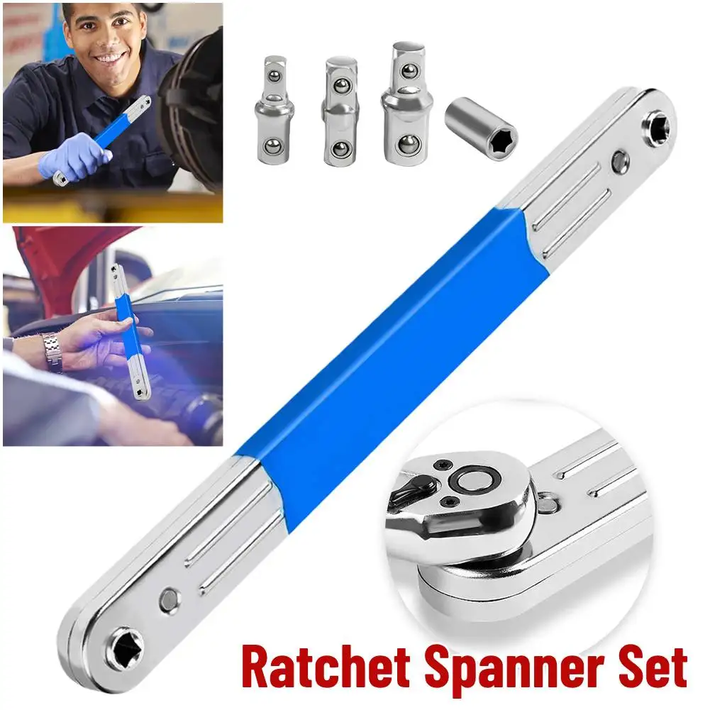 مفتاح ربط بسقاطة جاهز للصدمات مع محولات مربعة 1/2 1/4 3/8 بوصة مفتاح تمديد أوفست مفتاح ربط بسقاطة للمكان الصغير #1