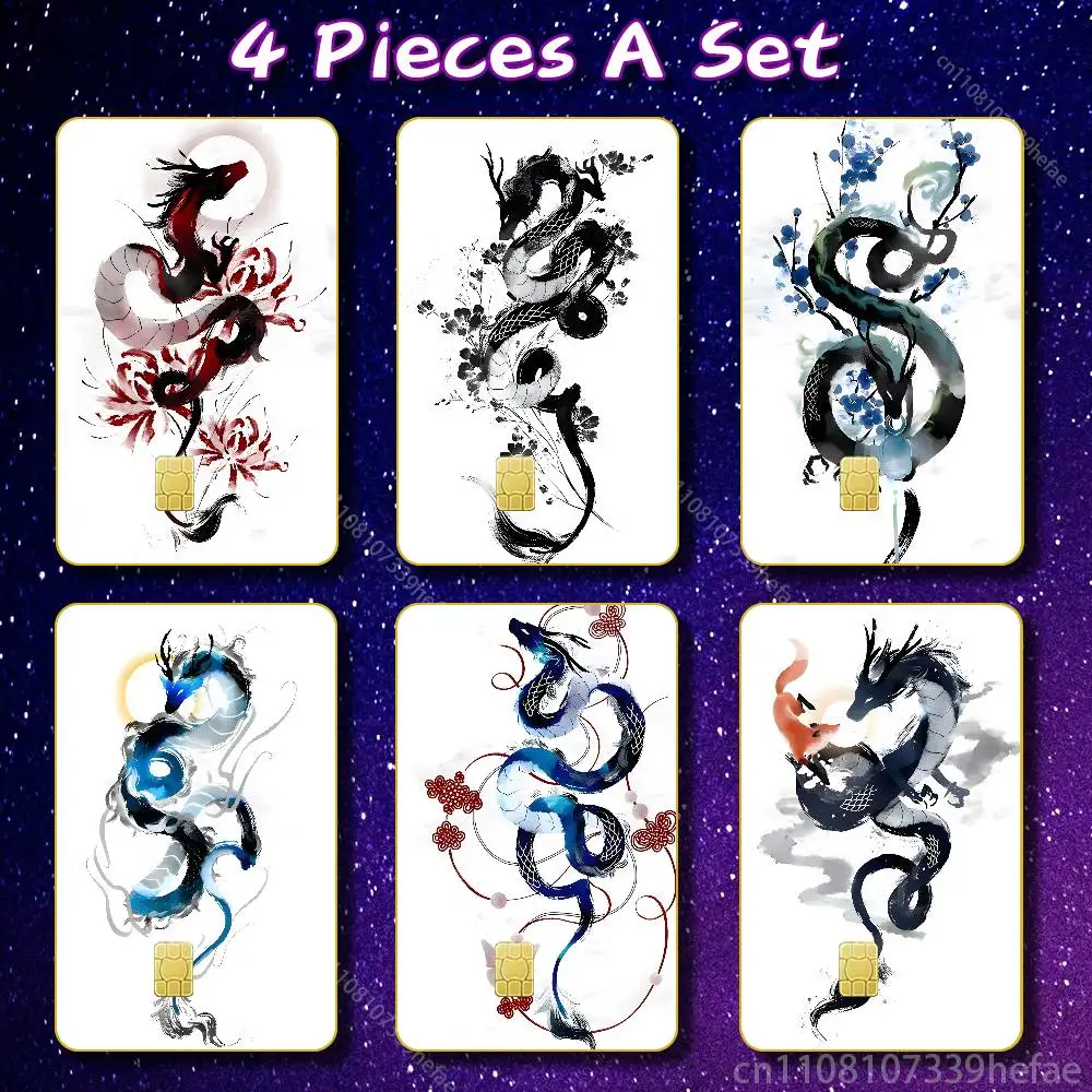 

japanese dragon art Sticker Skin For Credit Bank Campus Bus Card Cover Self-adhesive Decoration