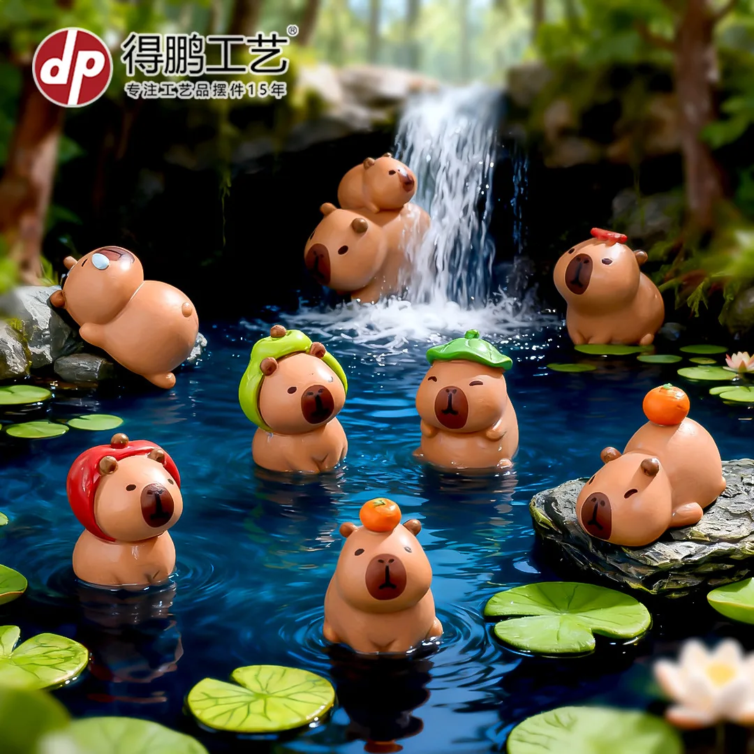 8pcs/Set Miniature Capybara Mini Kapibare Action Figures Capybara Model Home Decoration Kids Gift DIY Micro Landscape Ornament