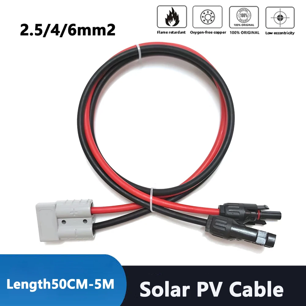 2.5/4/6mm2 Solar Panel Extension Cable 14/12/10AWG with 50A 30A Connector/Ring Terminal for Car Battery and Solar Panel Connect
