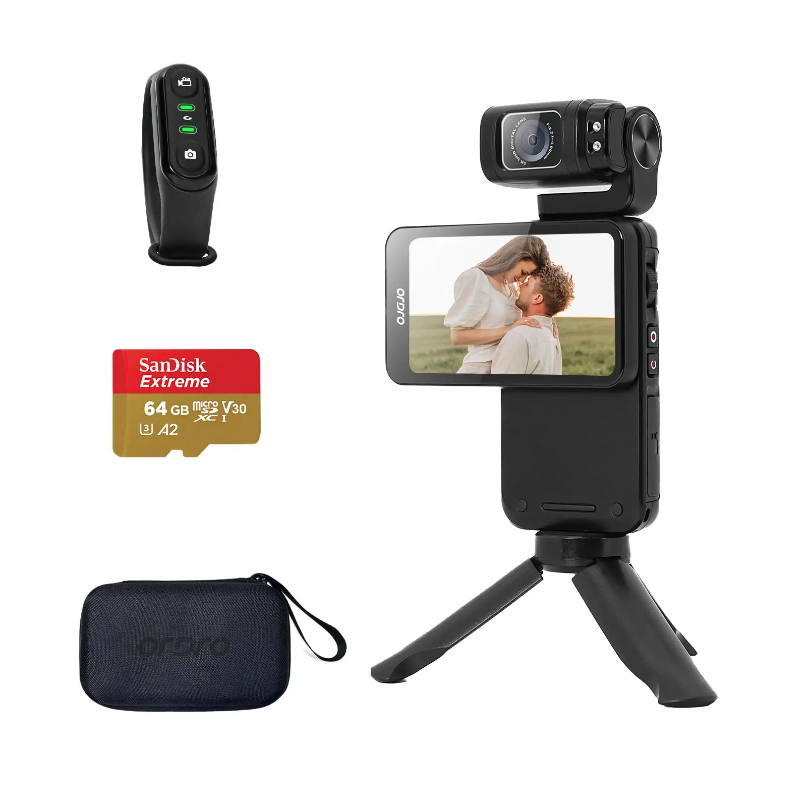 كاميرا كاميرا الحركة الجيب ORDRO M3 5K 4K مجموعة كاملة 2-Axis Gimbal Stabilization IR للرؤية الليلية للتصوير الفوتوغرافي على YouTube Vlog #1