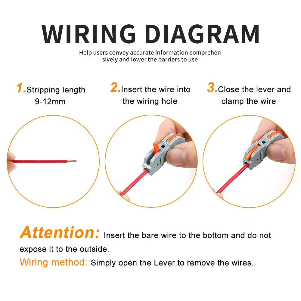 Picture 4: DIY GO 100PCS Lever Wire Connectors AWG 28-12, Quick Connect Electrical Splicing Kit for Compact Inline Terminals 1 in 1 Out