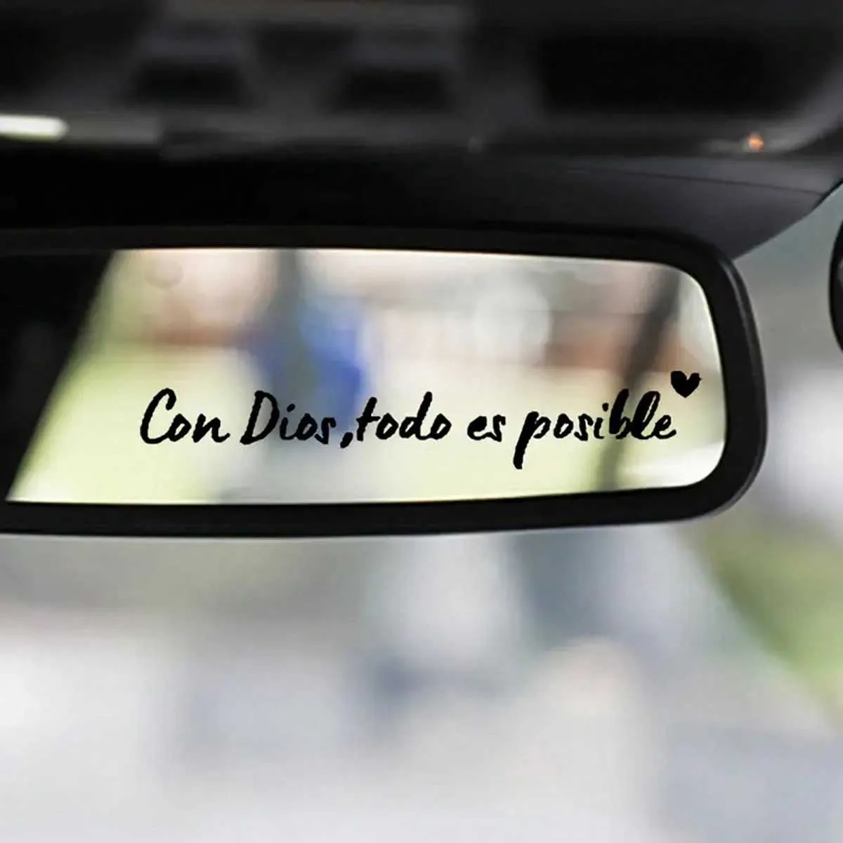 

Наклейки на автомобильные зеркала на испанском языке: Con Dios Todo Es Posible (Все возможно с Богом) — наклейки для автомобильных зеркал.
