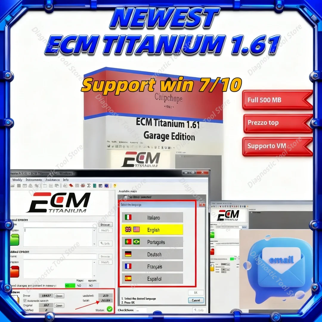 2026 Hot nouveau Ecm titanium 1.61 avec 26000 pilote ECM 18259 pilotes pour outil ecu envoyer lien logiciel automobile windows