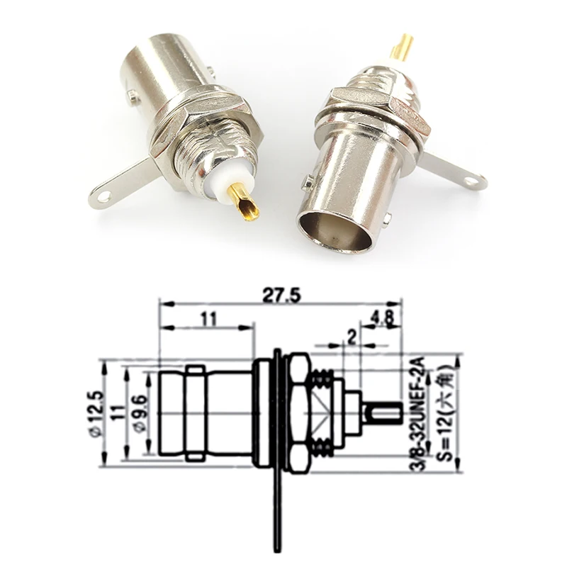 BNC Female Socket Solder Connector Chassis Panel Mount Coaxial Cable For Welding Machine Parts 50 ohm Q9 BNC-50KY Insulation