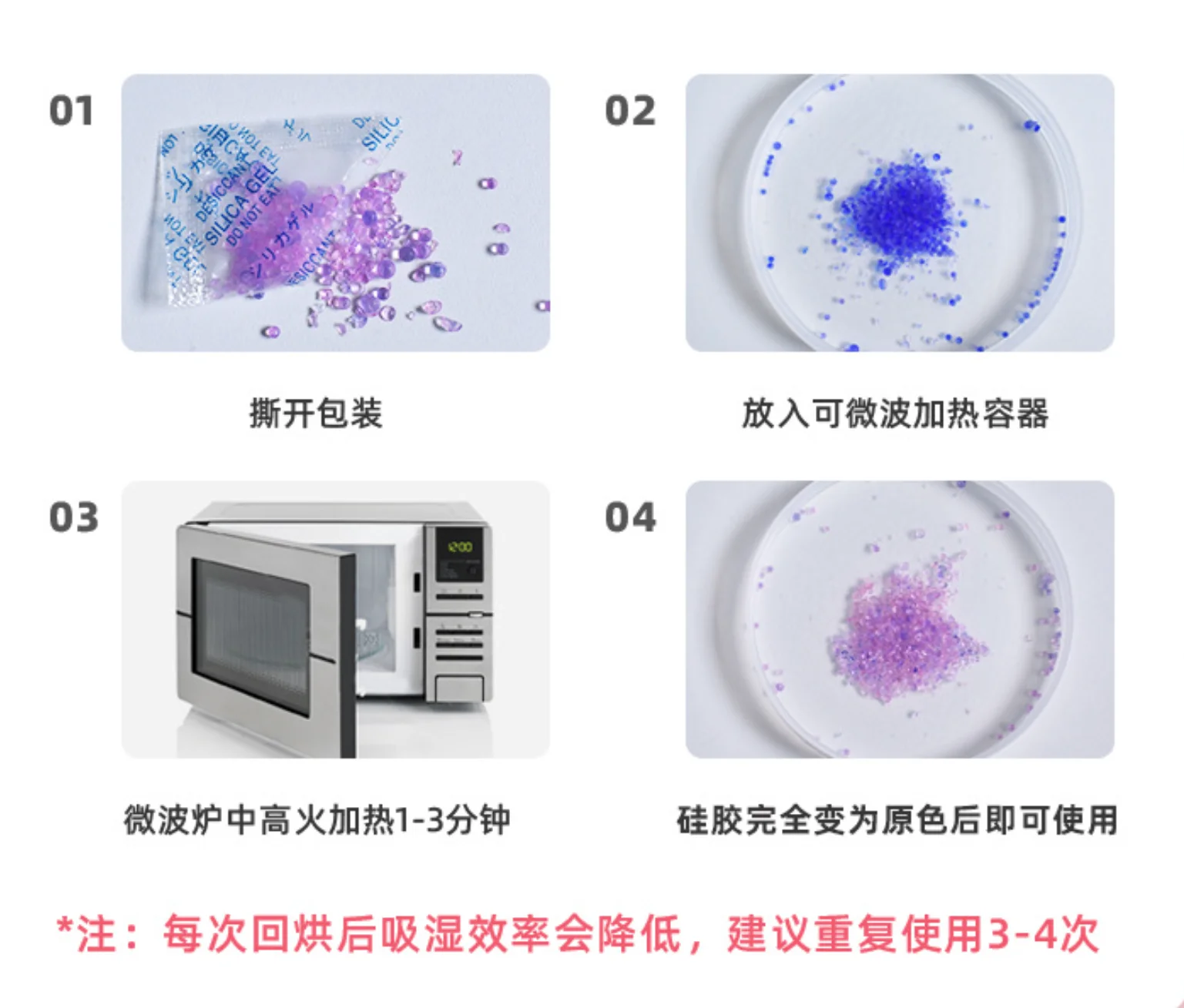 1g/5g 10/20/50/100 sacchetti blu silice scolorimento Gel bustina essiccante umido cucina umidità deumidificatore sacchetto assorbente riutilizzabile