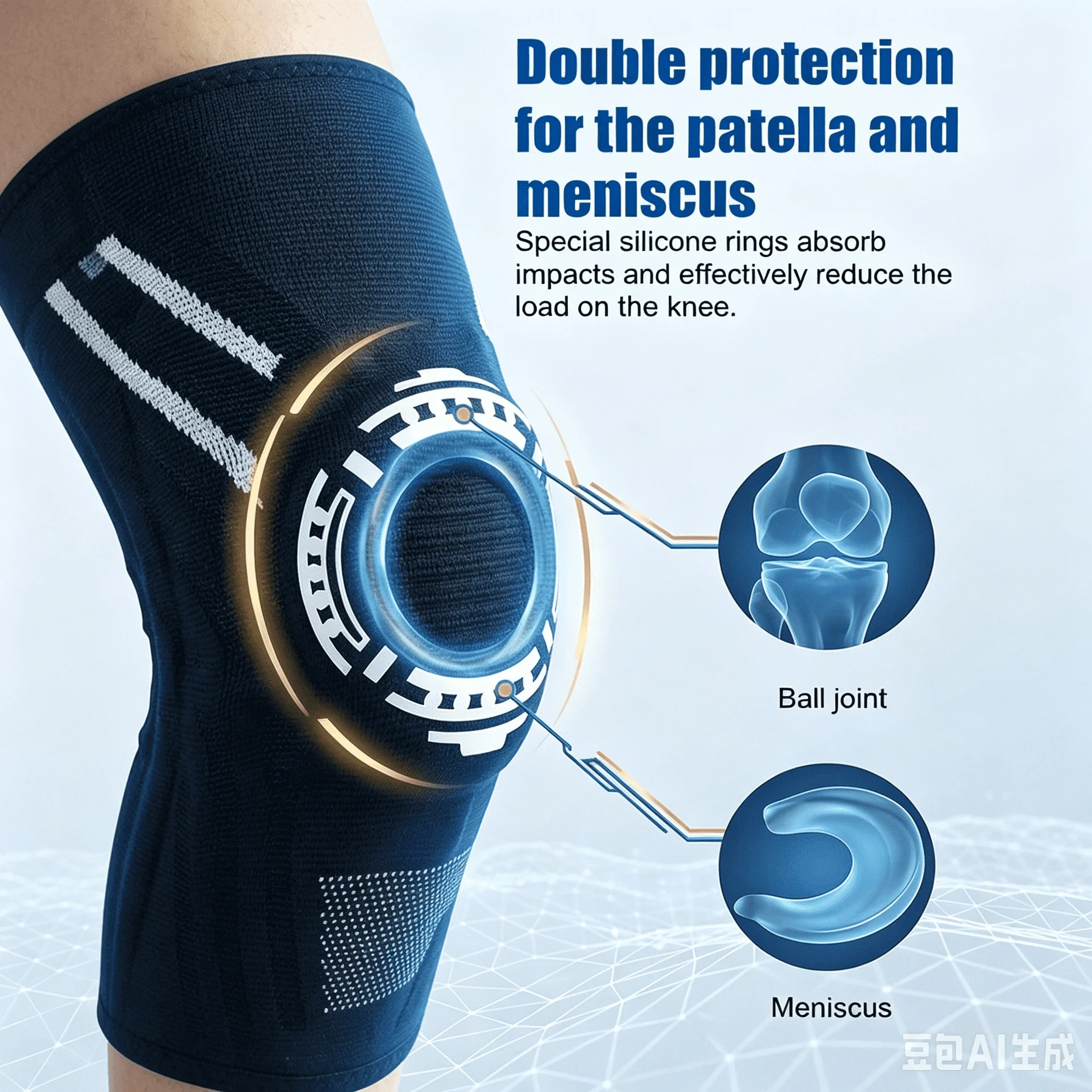 1PCS Sports Knee Dual Protection for Patella & Meniscus Knee Pain Relief Compression Knee for Hiking Soccer Basketball Sport