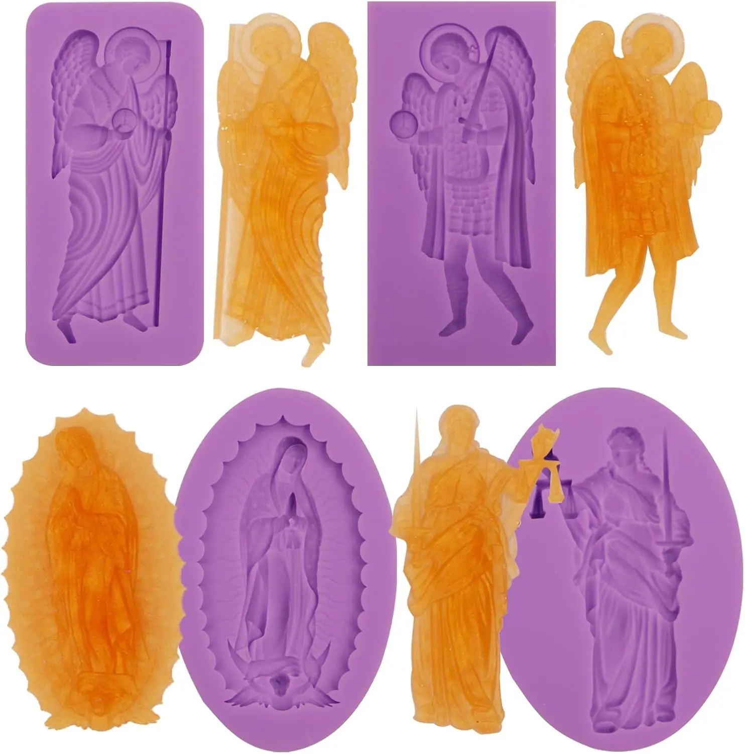 Moldes de silicona con relieve de Ángel, moldes de Fondant de Jesús y Virgen María, moldes de Chocolate de diosa de resurrección de la antigua Grecia para pastel