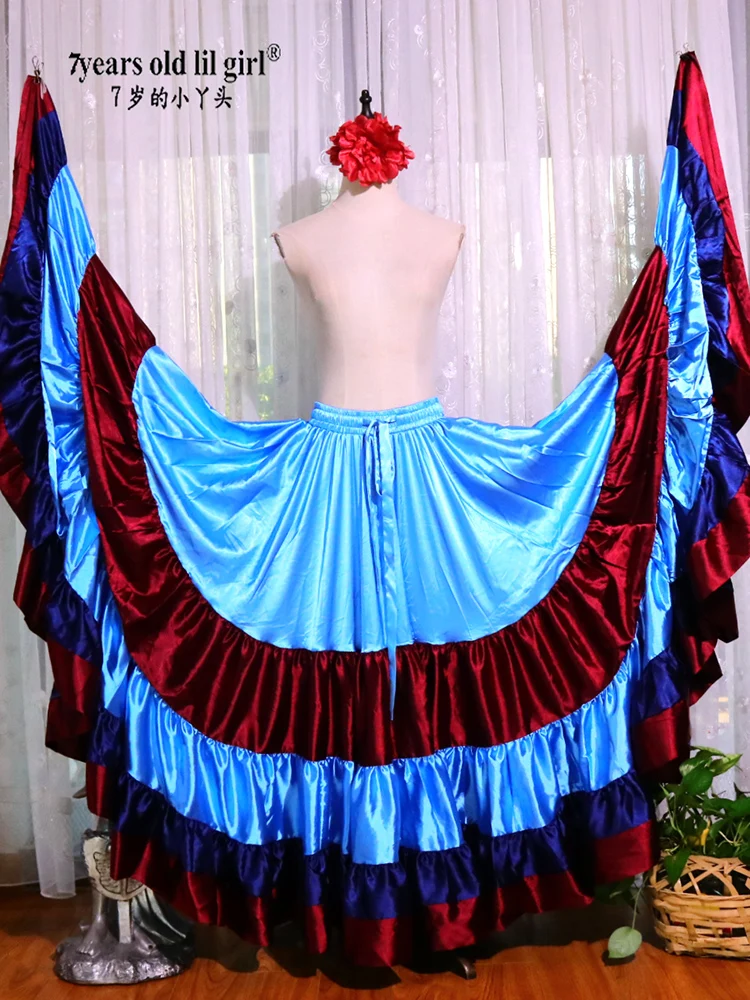 

Belly Dancing Tribal Ruffle Flamenco Satin 25 Yard 4 Tiered 20Yard 4 Tiered 720 DegreeS Skirt Gypsy Skir 9EX66