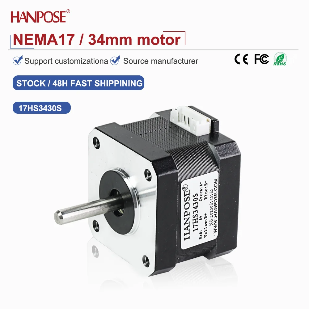 NEMA17 17HS3430S Stepper Motor 12V 0.4A Two-Phase Four Wire 3D Printing Accessories Motor Manufacturer Direct Sales NEMA17