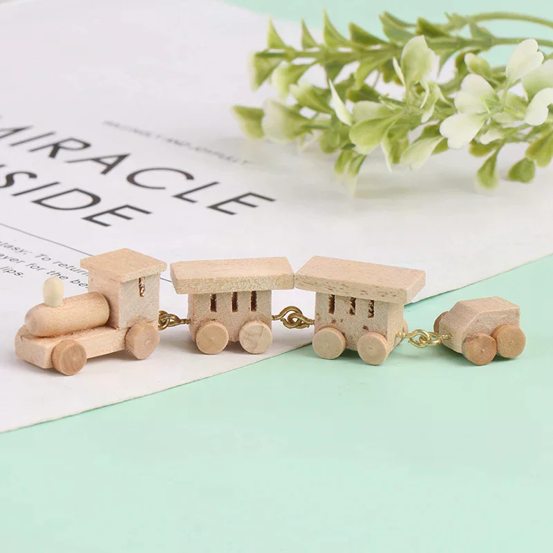 1Pc 1:12 Dollhouse Miniature Wooden Train Simulation Model Toy Doll House Decor
